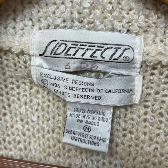 Vintage Sideffects Open Front Cardigan Sweater Size Medium Acrylic C064 -17 - Picture 6 of 14